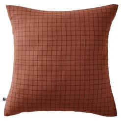 L'Effet Papillon Taie d'oreiller Tissé-teint petits carreaux Déco "Gaïa Mix" 60 x 60 cm & 50 x 70 cm "Gaze de Coton" - Gaïa Mix Terracotta - 60 x 6 Online