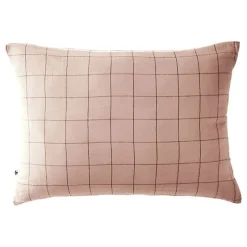 L'Effet Papillon Taie d'oreiller Tissé-teint grands carreaux Déco "Gaïa Match" 60 x 60 cm & 50 x 70 cm "Gaze de Coton" - Gaïa Match Guimauve - 50 x