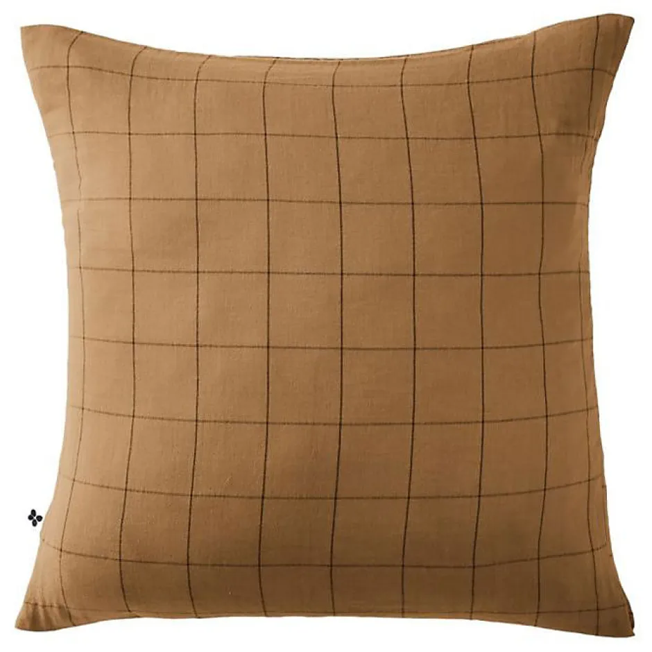 L'Effet Papillon Taie d'oreiller Tissé-teint grands carreaux Déco "Gaïa Match" 60 x 60 cm & 50 x 70 cm "Gaze de Coton" - Gaïa Match Camel - 60 x 60 Hot