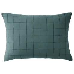 L'Effet Papillon Taie d'oreiller Tissé-teint grands carreaux Déco "Gaïa Match" 60 x 60 cm & 50 x 70 cm "Gaze de Coton" - Gaïa Match Canard - 50 x 7
