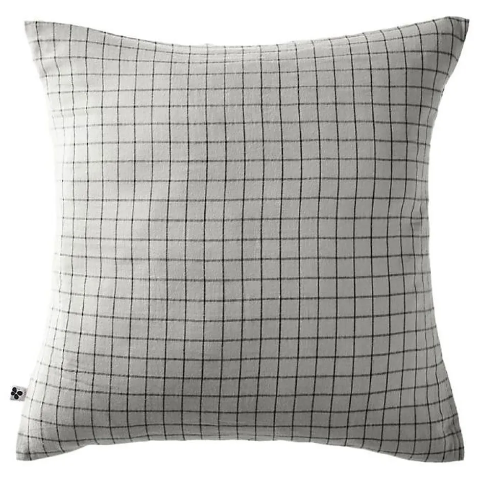 L'Effet Papillon Taie d'oreiller Tissé-teint petits carreaux Déco "Gaïa Mix" 60 x 60 cm & 50 x 70 cm "Gaze de Coton" - Gaïa Mix Nuage - 60 x 60 cm