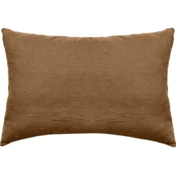 Linnea Taie d'oreiller uni 50x70 cm 100% lin lavé SONATE marron Cognac New