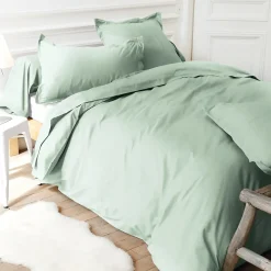 Linnea Taie d'oreiller uni 65x65 cm coton ALTO vert fleur d'amandier