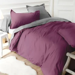 Linnea Taie d'oreiller uni 60x40 cm coton ALTO Raisin Discount