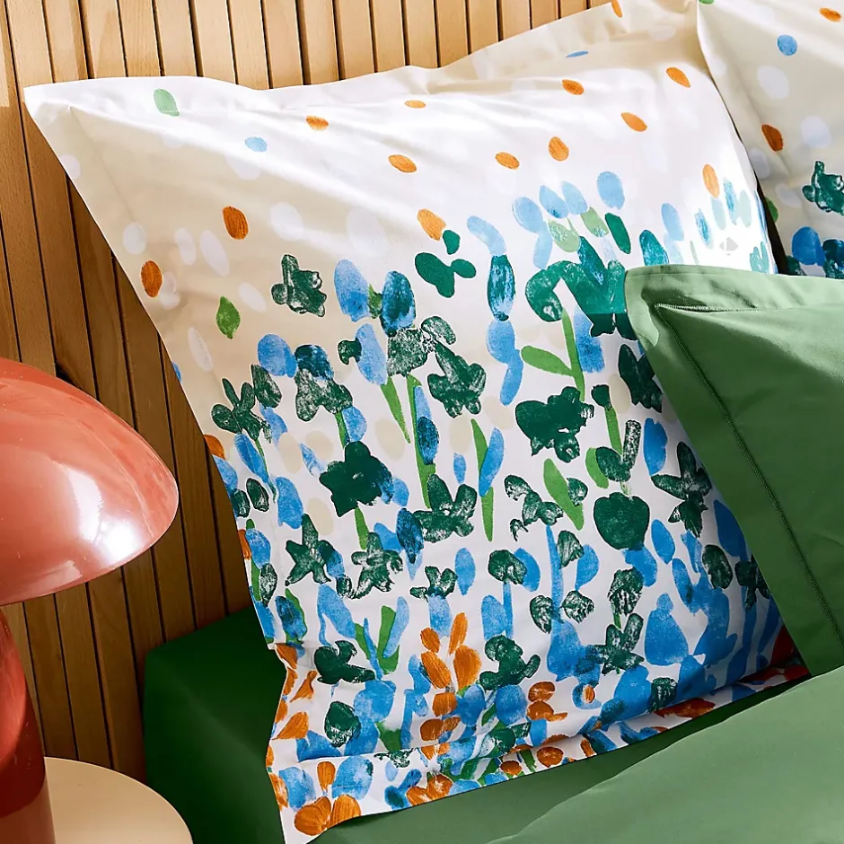 Linnea Taie d'oreiller uni 65x65 cm en coton ÉVASION Blanc vert Outlet