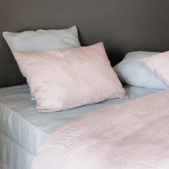 Linnea Taie d'oreiller uni 65X65 cm lin lavé froissé SONATE rose Rose