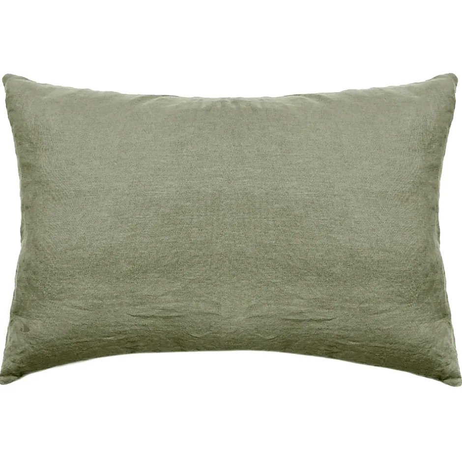 Linnea Taie d'oreiller uni 50x70 cm lin lavé froissé SONATE vert Sauge
