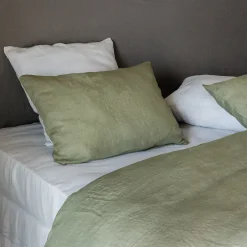 Linnea Taie d'oreiller uni 65X65 cm lin lavé froissé SONATE vert Sauge