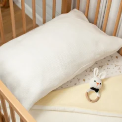 Sevira Kids Taie d'oreiller unie en coton nid d'abeille