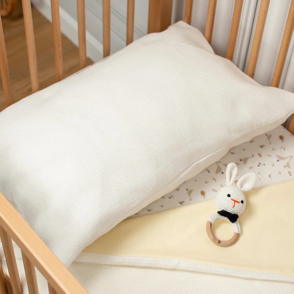 Sevira Kids Taie d'oreiller unie en coton nid d'abeille