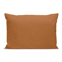 Bleu Calin Taie d'oreiller unie 50x75cm PERCALE TERRACOTTA