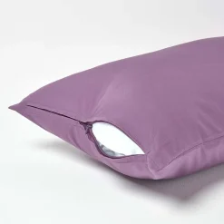 Homescapes Taie d'oreiller violet 100% coton égyptien 200 fils, 40x80 cm - Outlet