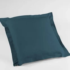 Douceur D'Intérieur Taie d'oreiller volant plat 63 x 63 cm uni 57 fils lina +point bourdon Bleu nuit Hot