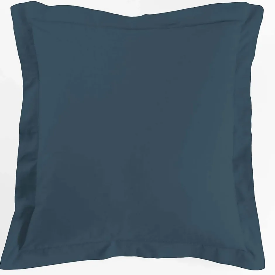 Douceur D'Intérieur Taie d'oreiller volant plat 63 x 63 cm uni 57 fils lina +point bourdon Bleu nuit Hot