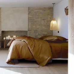 Linnea Taie d'oreiller volants plats 65x65 cm percale MANOIR marron Cognac Online