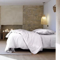 Linnea Taie d'oreiller volants plats 65x65 cm percale MANOIR gris Perle