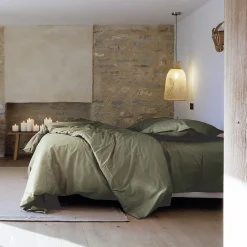 Linnea Taie d'oreiller volants plats 50x70 cm percale MANOIR vert Mousse