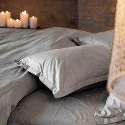 Linnea Taie d'oreiller volants plats 65x65 cm percale MANOIR gris Cendre