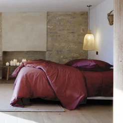 Linnea Taie d'oreiller volants plats 50x70 cm percale MANOIR rouge Carmin