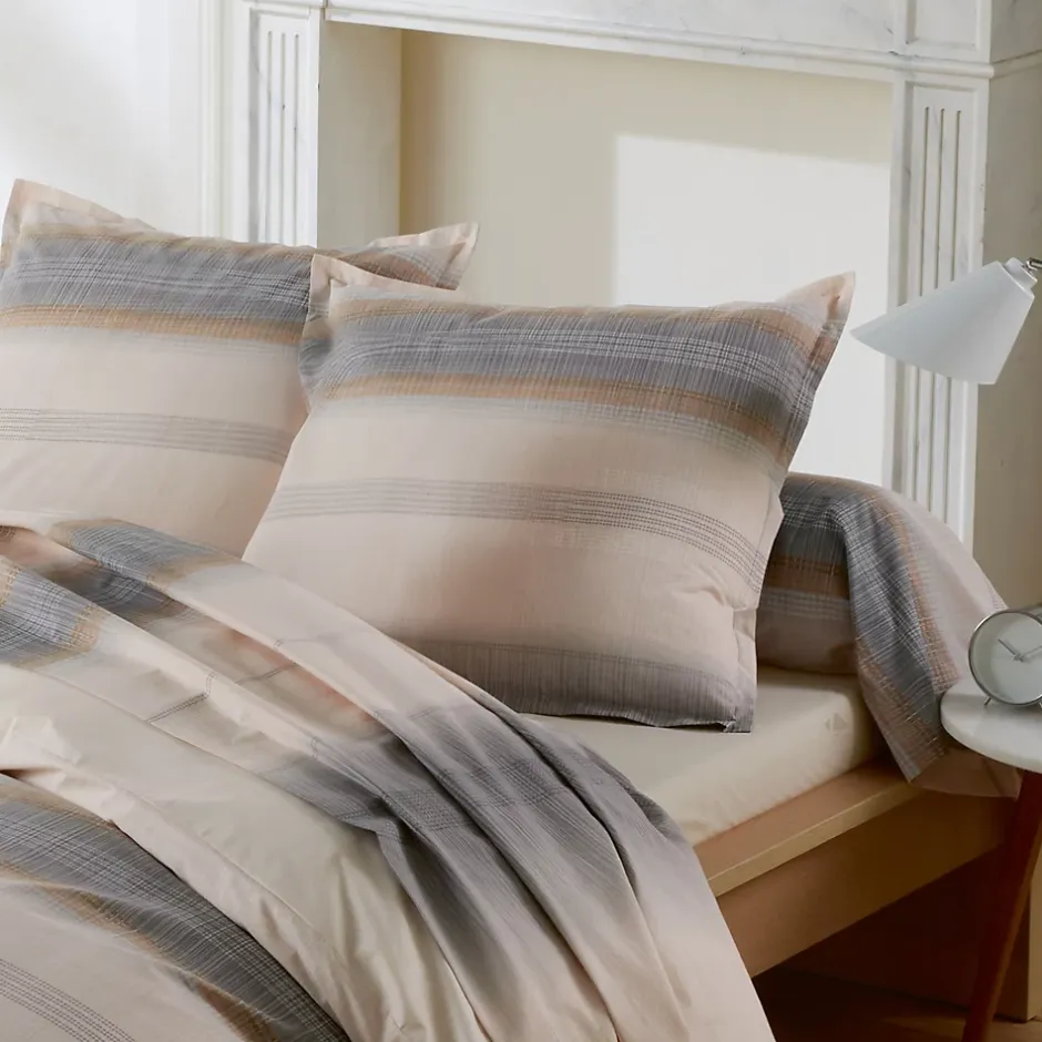 Linnea Taie d'oreiller 65x65 cm en 100% percale de coton ESTEBAN gris beige Sale