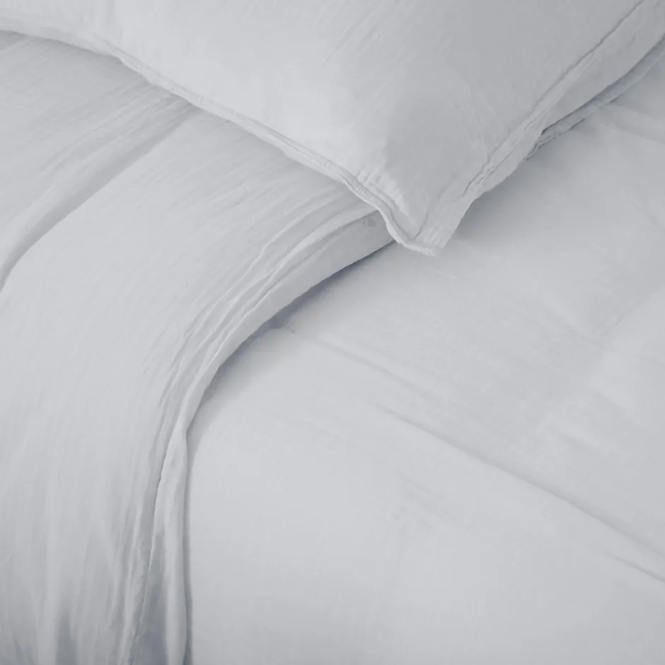 Linnea Taie d'oreiller 65x65 cm mousseline de coton MILOS blanc neige