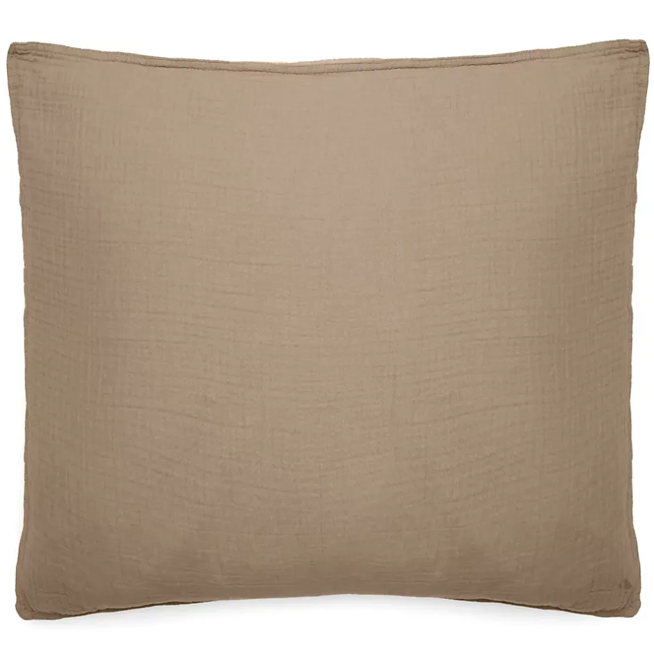 Linnea Taie d'oreiller 65x65 cm mousseline de coton MILOS marron camel Best