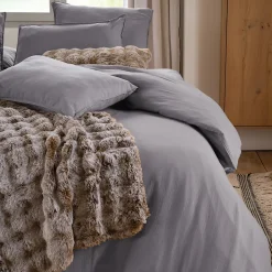 Linnea Taie d'oreiller 65x65 cm mousseline de coton MILOS gris cendre