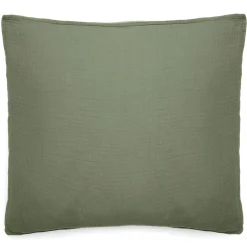 Linnea Taie d'oreiller 65x65 cm mousseline de coton MILOS vert mousse