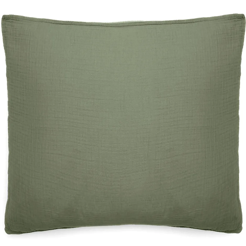 Linnea Taie d'oreiller 65x65 cm mousseline de coton MILOS vert mousse