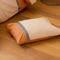 Linnea Taie d'oreiller 50x70 cm percale en coton MACASSAR Cognac
