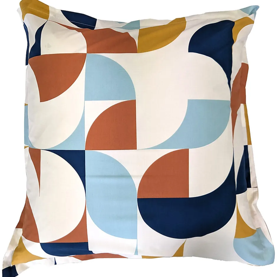 Linnea Taie d'oreiller 65x65 cm percale de coton MODULO bleu cobalt