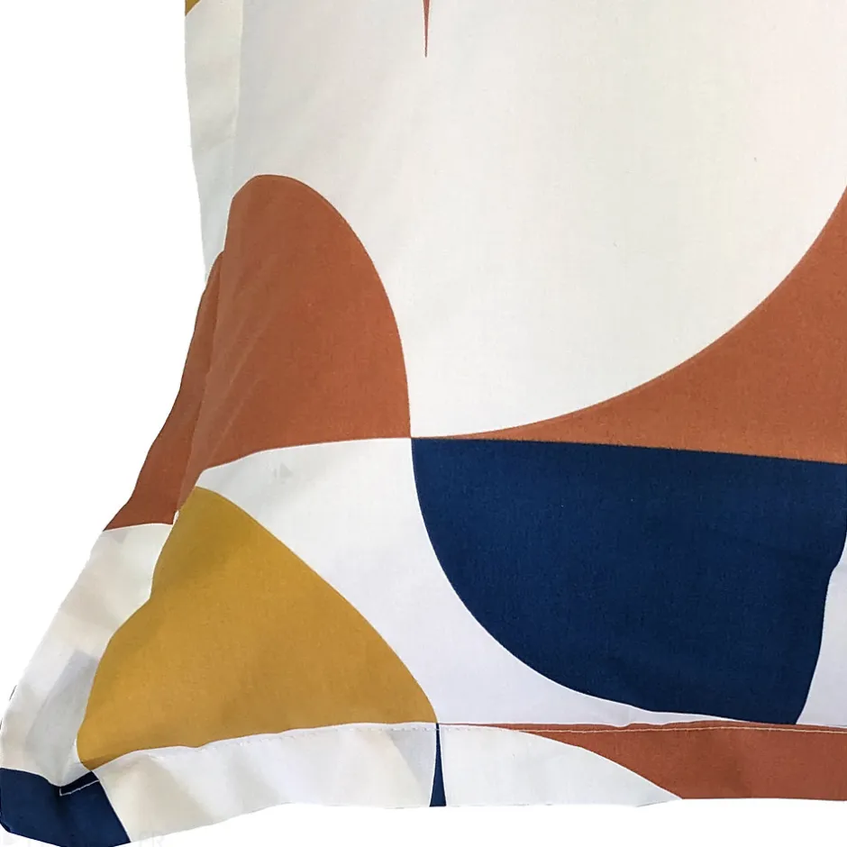 Linnea Taie d'oreiller 65x65 cm percale de coton MODULO bleu cobalt