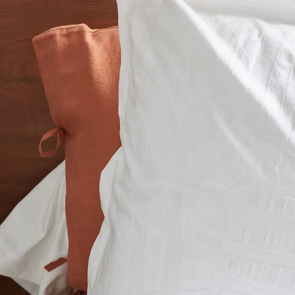 Linnea Taie d'oreiller 65x65 cm percale lavée ABSTRAIT Blanc
