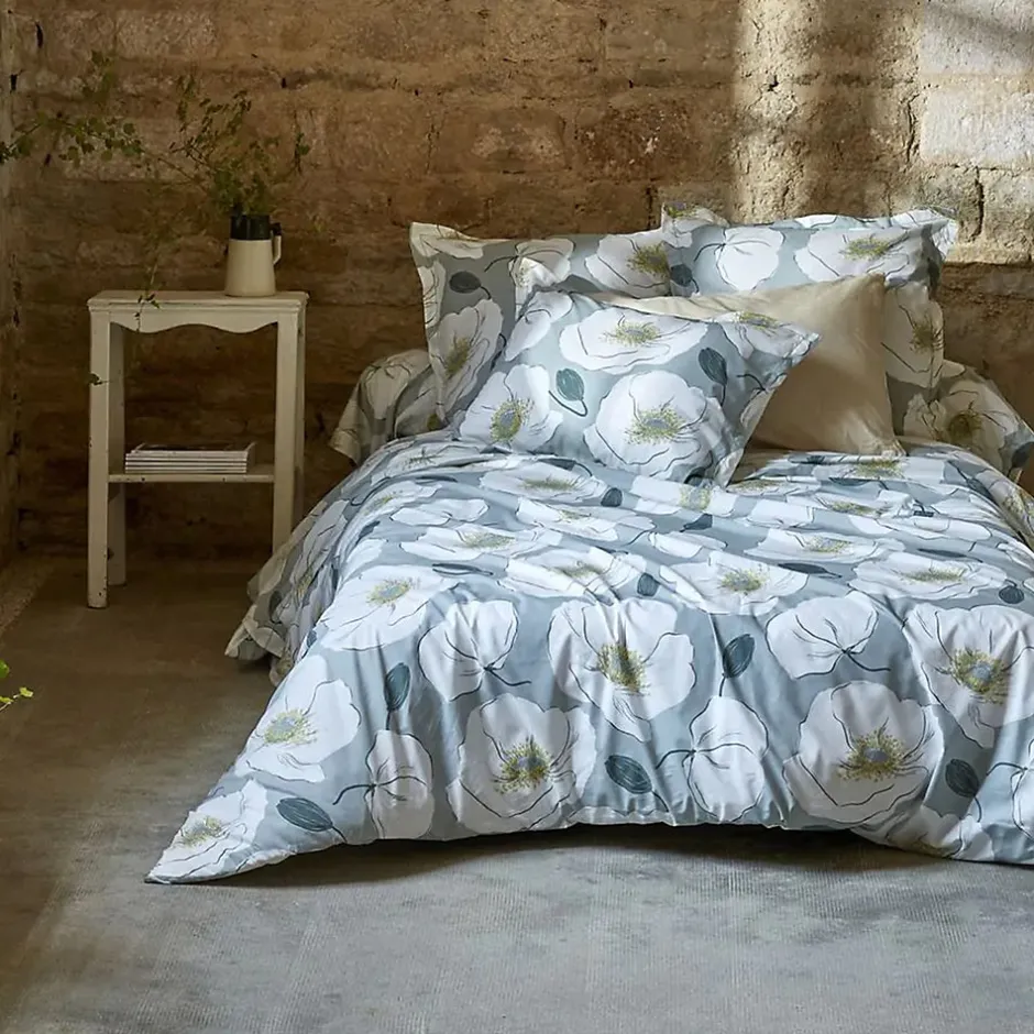 Linnea Taie d'oreiller 65x65 cm percale de coton ADÈLE vert céladon