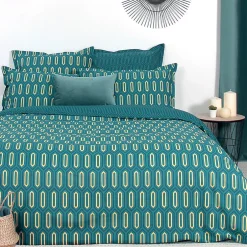 Linnea Taie d'oreiller 50x70 cm percale de coton PAST Bleu Canard Outlet