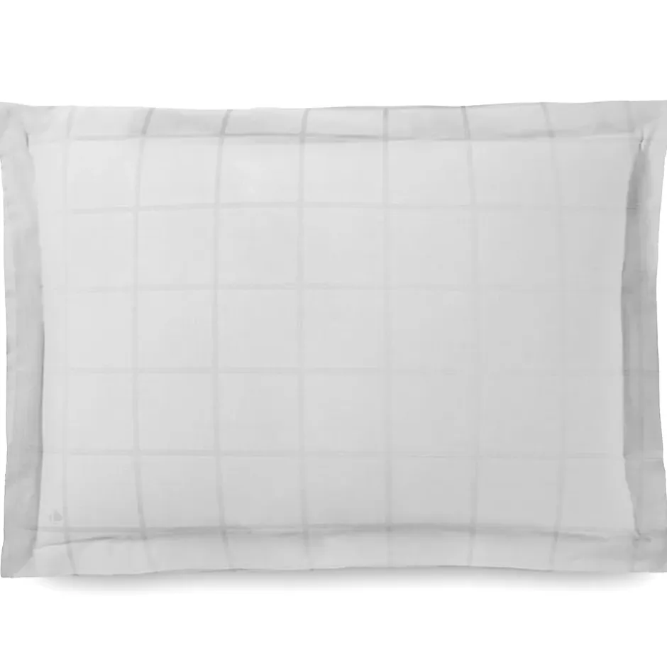 Linnea Taie d'oreiller 50x70 cm satin CONCERTO carreaux blanc Neige New