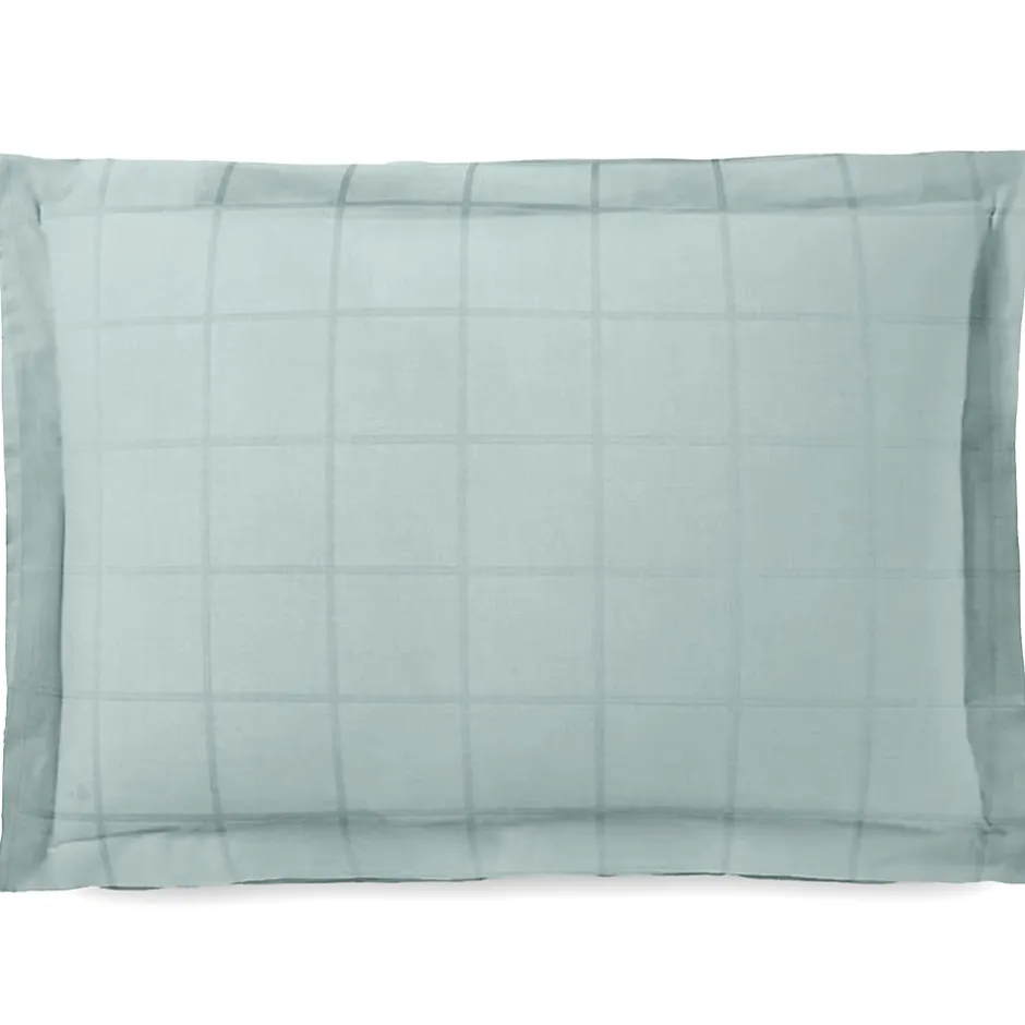 Linnea Taie d'oreiller 50x70 cm satin CONCERTO carreaux vert Lichen