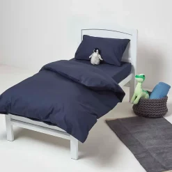 Homescapes Taies d'oreiller enfant bleu marine 100% coton égyptien 200 fils, 40x60 cm, lot de 2 - Outlet