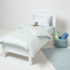 Homescapes Taies d'oreiller enfant bleu satin rayé en coton égyptien 330 fils, 40x60 cm, lot de 2 - Hot