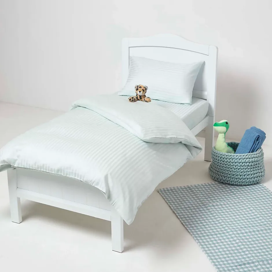 Homescapes Taies d'oreiller enfant bleu satin rayé en coton égyptien 330 fils, 40x60 cm, lot de 2 - Hot