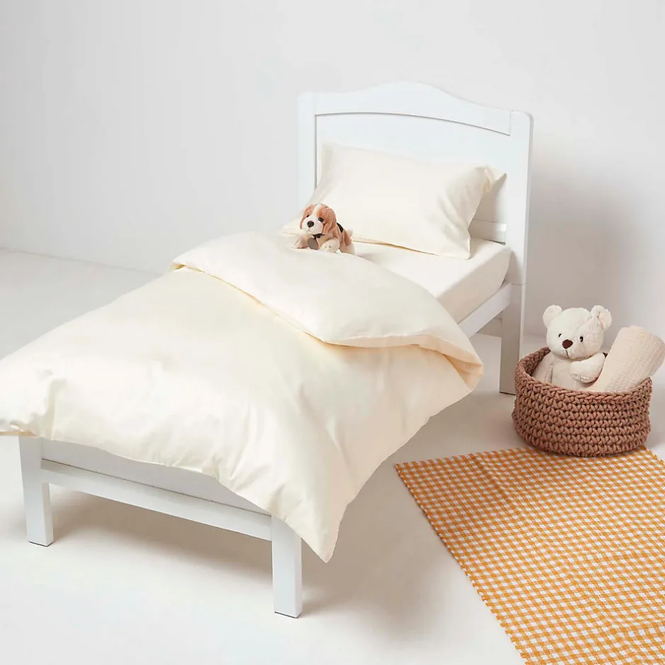 Homescapes Taies d'oreiller enfant ivoire en coton égyptien bio 400 fils, 40x60 cm, lot de 2 -
