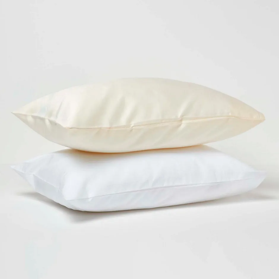 Homescapes Taies d'oreiller enfant ivoire en coton égyptien bio 400 fils, 40x60 cm, lot de 2 -
