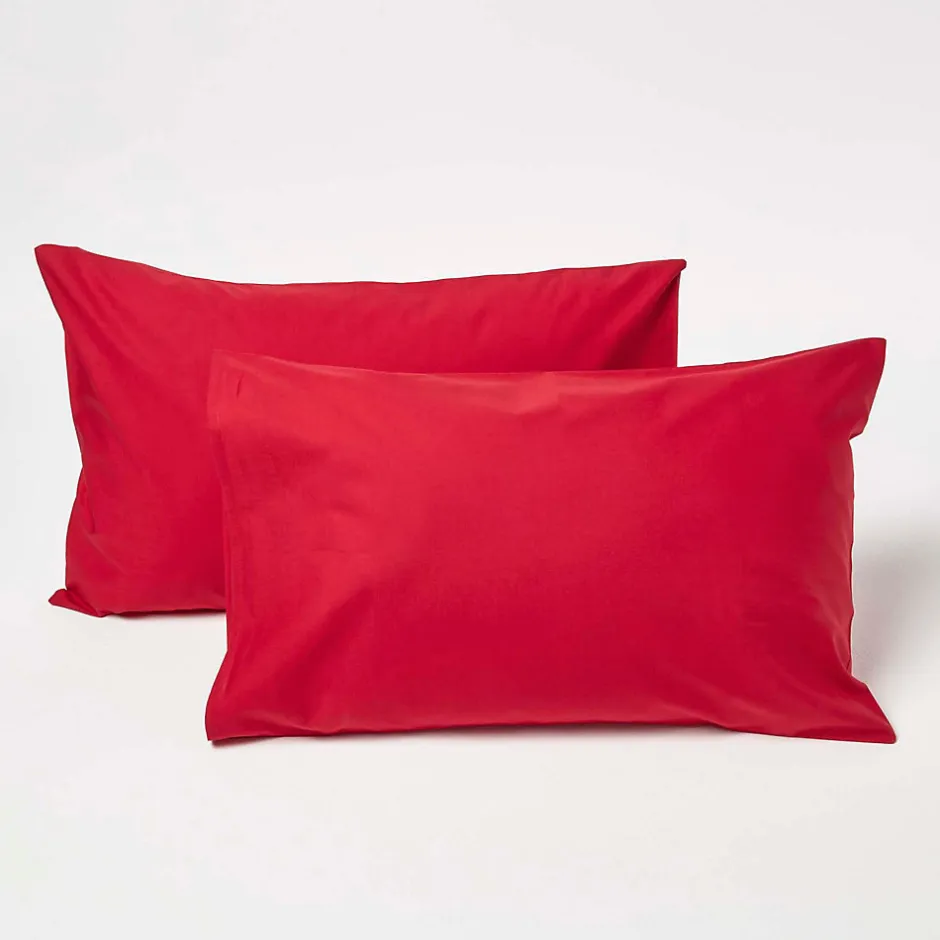 Homescapes Taies d'oreiller enfant rouge 100% coton égyptien 200 fils, 40x60 cm, lot de 2 -
