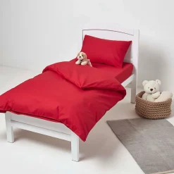 Homescapes Taies d'oreiller enfant rouge 100% coton égyptien 200 fils, 40x60 cm, lot de 2 -