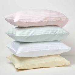 Homescapes Taies d'oreiller enfant rose satin rayé en coton égyptien 330 fils, 40x60 cm, lot de 2 - Outlet