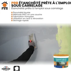 Prb Étanchéité Prête à l Emploi Sous Carrelage 5kg - Protection Imperméable - Application Facile - Idéal Avant Pose de Carrelage