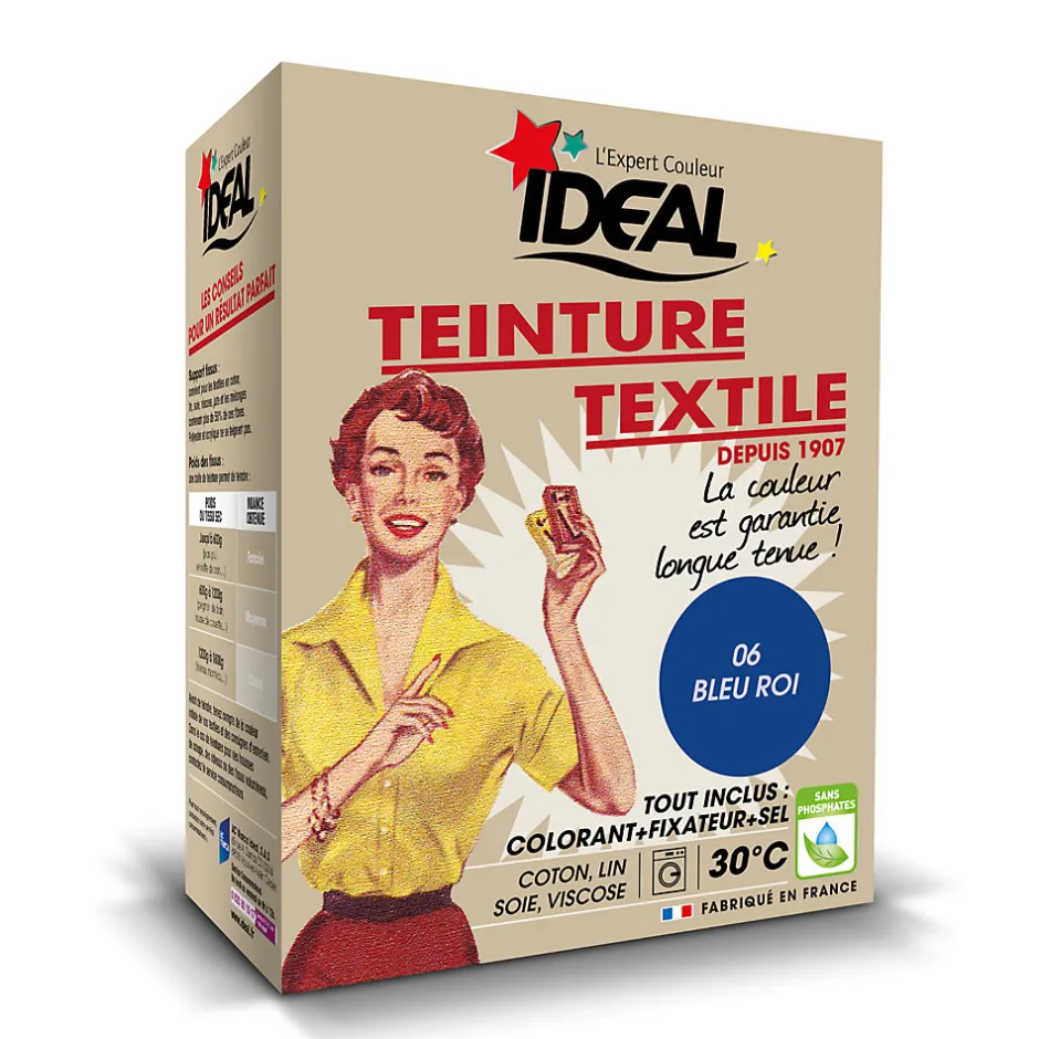Ideal Teinture textile vintage bleu roi Idéal 350g
