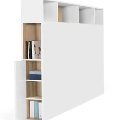 Nature Pro Tete de Lit Rangement Bois Blanc + Etagere Chambre Sale