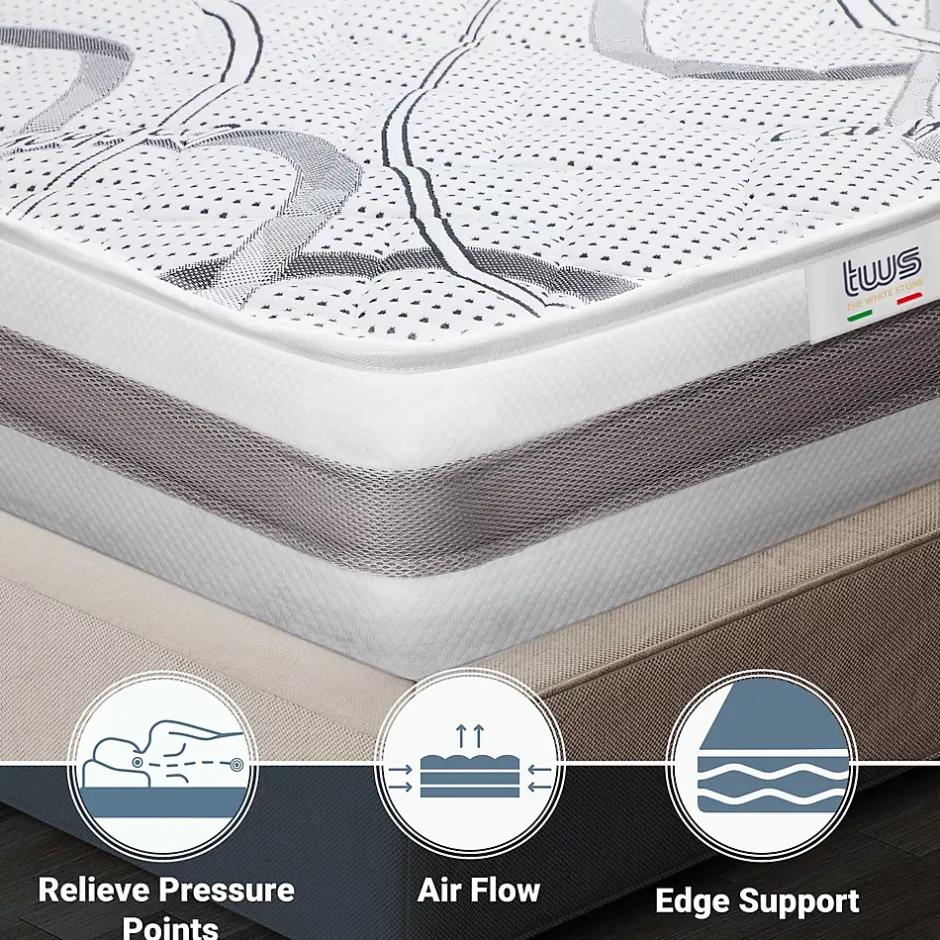 The White Stone Matelas en Mousse à Mémoire de Forme 105x195 cm Hauteur 22 cm Best