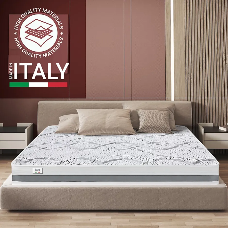 The White Stone Matelas en Mousse à Mémoire de Forme 220x220 cm Hauteur 27 cm Sale